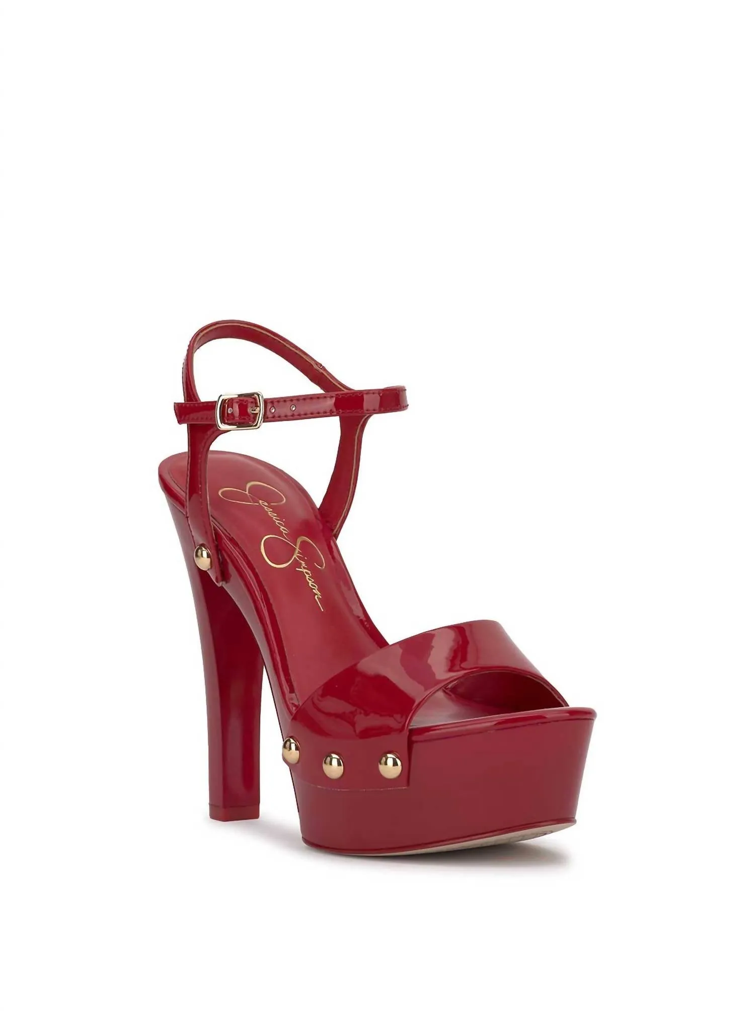 Calenta Studded Platform In Red Muse