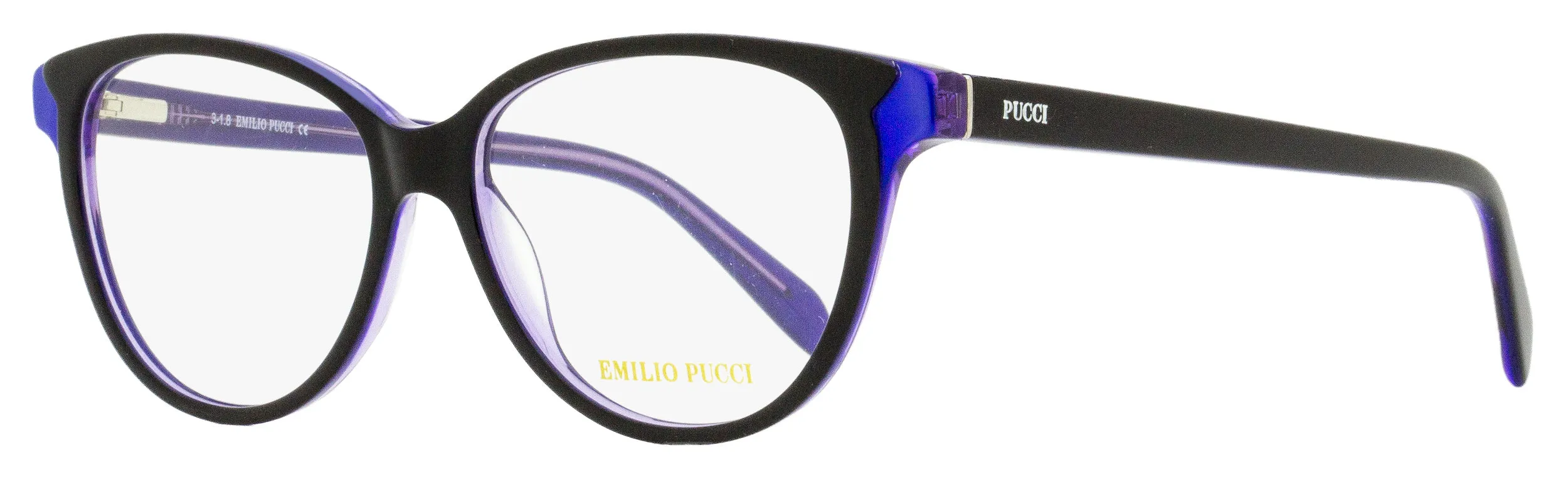Emilio Pucci Women's Oval Eyeglasses EP5077 005 Black/Violet 53mm