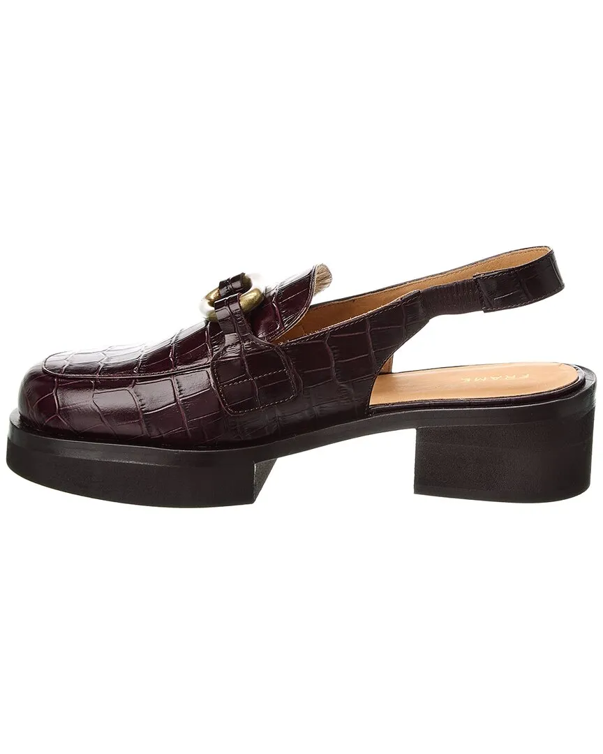 FRAME Denim Le Begonia Croc-Embossed Leather Slingback Loafer