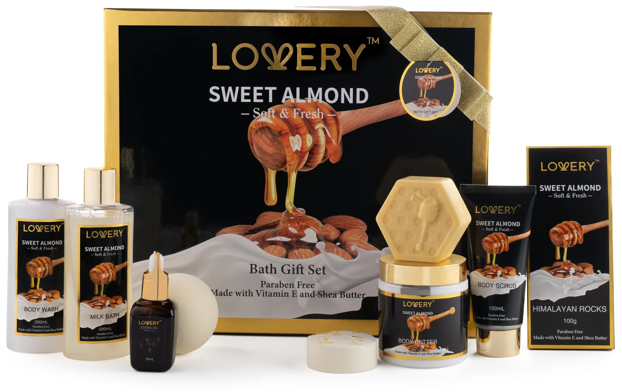 Gift Basket for Women - 10 Pc Sweet Almond Beauty & Personal Care Set