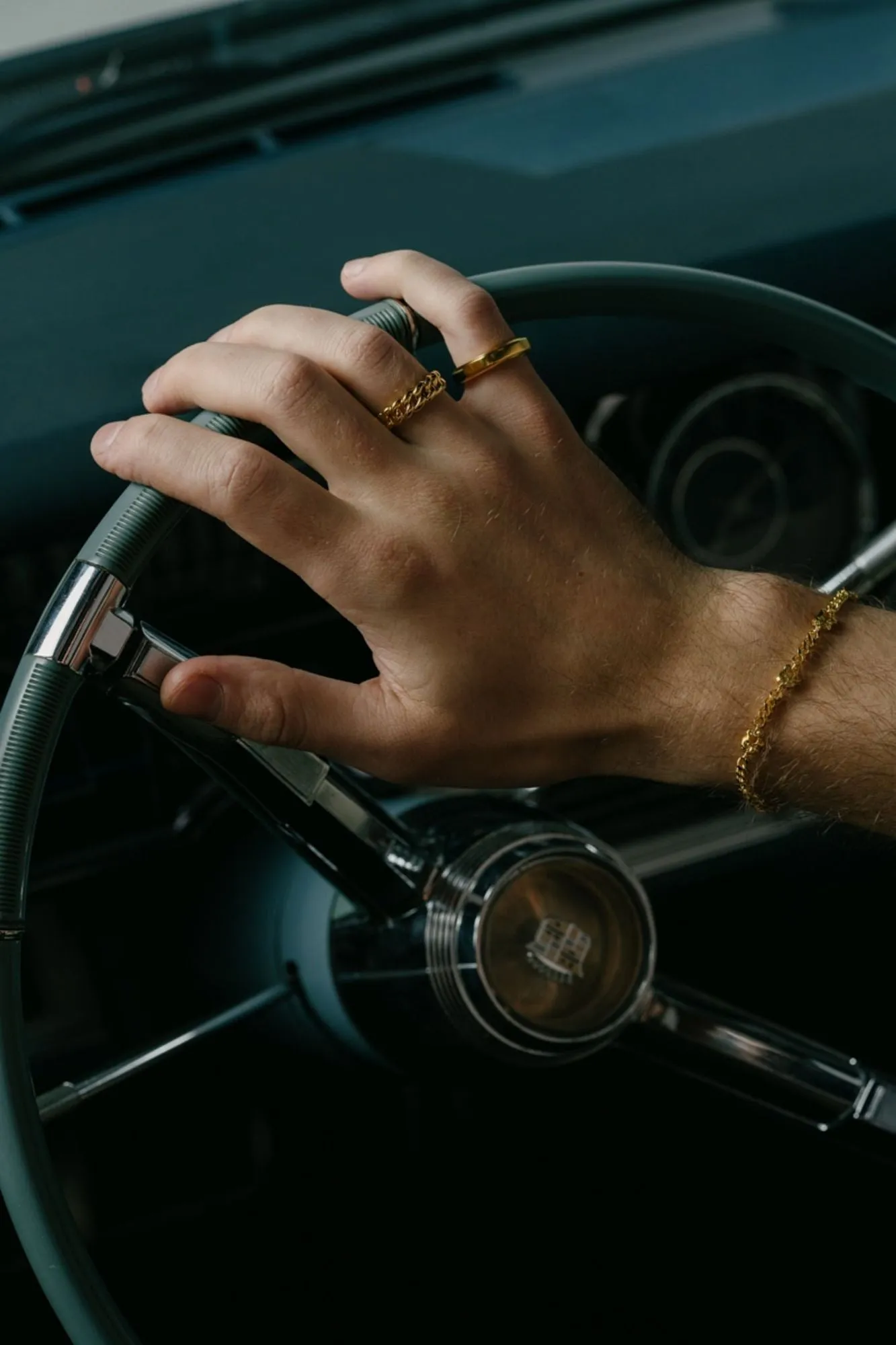 IX Polished Curb Gold Plated Ring