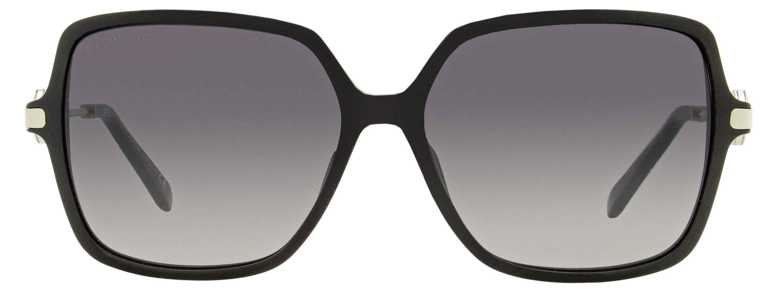 Omega Women's Square Sunglasses OM0033 01C Black/Rhodium  59mm