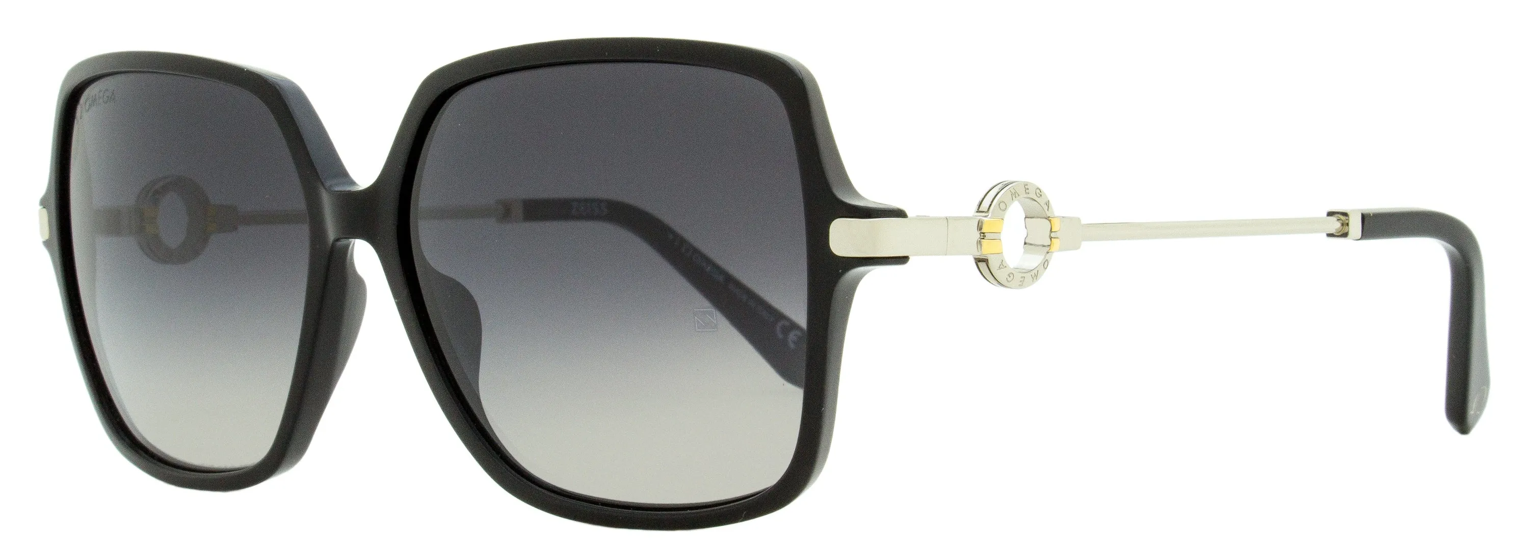 Omega Women's Square Sunglasses OM0033 01C Black/Rhodium  59mm