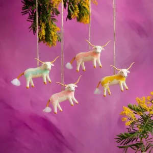 "beauregard" The Bovine Longhorn Ornament In Orange