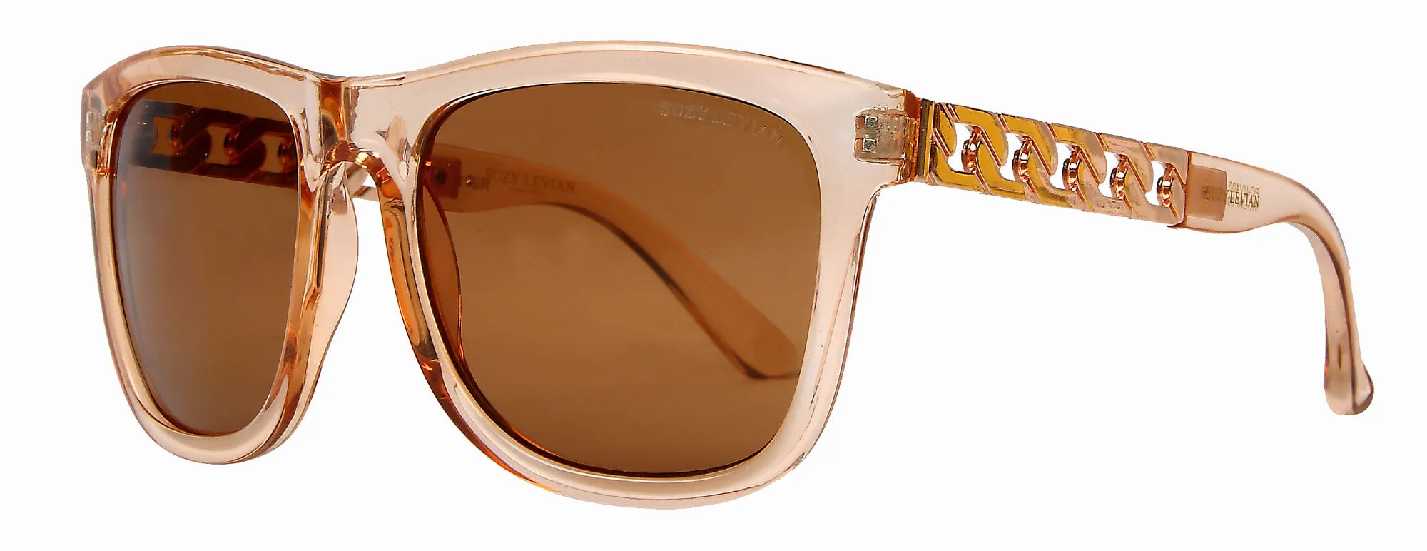Suzy Levian Women's Pink Clear Rose Gold Chain Accent Sunglasses