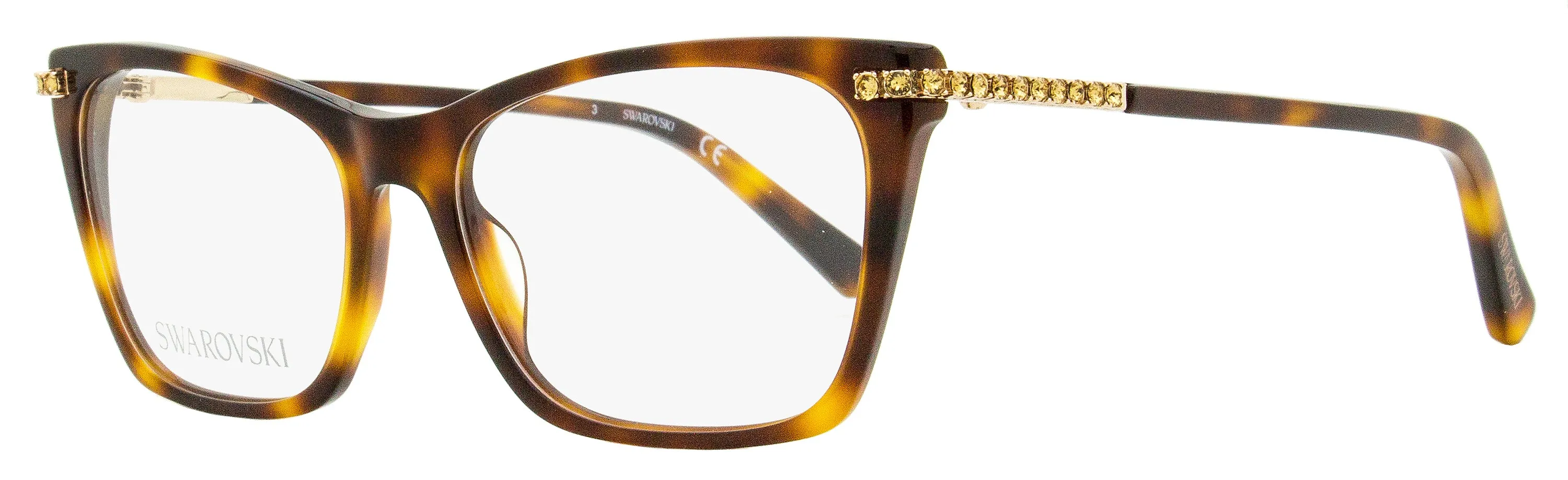 Swarovski Women's Rectangular Eyeglasses SK5426 052 Havana/Gold 54mm